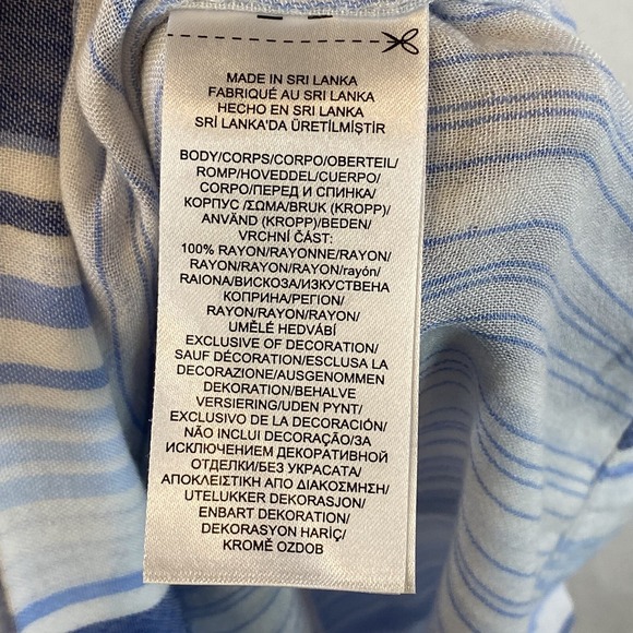Lauren Ralph‎ Lauren Black Label Shirt Womens M Blue Striped Gauzy Boxy Logo - Picture 6 of 11